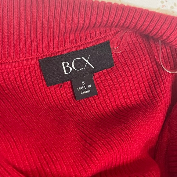BCX Bright Red Ribbed Cowl Neck Knit Top – Soft & Chic - Picture 3 of 3